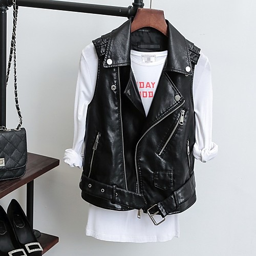Women's Jacket Causal Fall Spring Regular Coat Notch lapel collar Standard Fit Punk Fashion Jacket Sleeveless Solid Color Zipper / Holiday
Women's Jacket Causal Fall Spring Regular Coat Notch lapel collar Standard Fit Punk Fashion Jacket Sleeveless Solid Color Zipper / Holiday