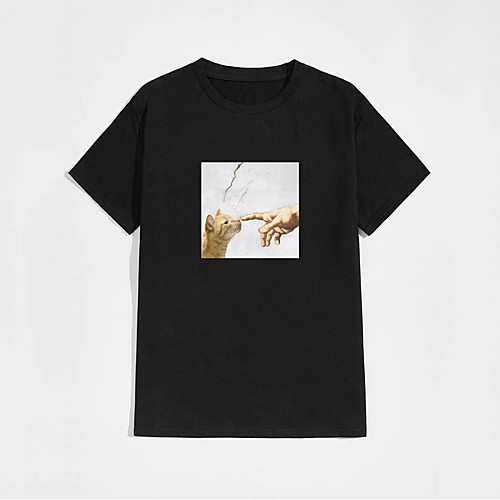 Men's Unisex T shirt Shirt Hot Stamping Cat Plus Size Print Short Sleeve Casual Tops 100% Cotton Basic Casual Fashion Round Neck Black / Summer
Men's Unisex T shirt Shirt Hot Stamping Cat Plus Size Print Short Sleeve Casual Tops 100% Cotton Basic Casual Fashion Round Neck Black / Summer