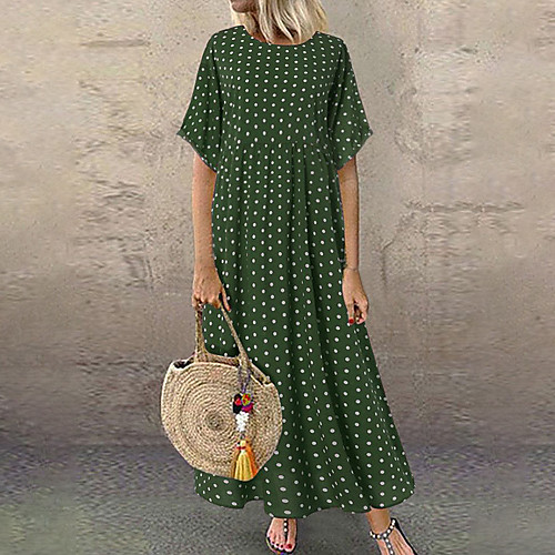 Women's Shift Dress Maxi long Dress Short Sleeve Polka Dot Polka Dots Print Spring Summer Round Neck Casual 2021 XL 2XL 3XL 4XL 5XL
Women's Shift Dress Maxi long Dress Short Sleeve Polka Dot Polka Dots Print Spring Summer Round Neck Casual 2021 XL 2XL 3XL 4XL 5XL