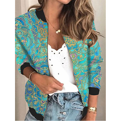 Women's Jacket Daily Spring & Fall Regular Coat V Neck Regular Fit Sporty Casual Jacket Long Sleeve Floral Print Blue / Holiday
Women's Jacket Daily Spring & Fall Regular Coat V Neck Regular Fit Sporty Casual Jacket Long Sleeve Floral Print Blue / Holiday