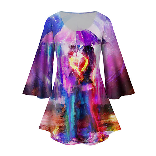 Women's Plus Size Tops Tunic Color Gradient Graphic Heart Print 3/4 Length Sleeve Crewneck Basic Purple Big Size XL XXL 3XL 4XL 5XL / Holiday
Women's Plus Size Tops Tunic Color Gradient Graphic Heart Print 3/4 Length Sleeve Crewneck Basic Purple Big Size XL XXL 3XL 4XL 5XL / Holiday