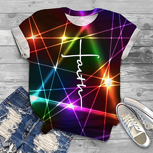 Women's Plus Size Tops T shirt Graphic Print Short Sleeve Crewneck Basic Rainbow Big Size XL XXL 3XL 4XL 5XL / Holiday
Women's Plus Size Tops T shirt Graphic Print Short Sleeve Crewneck Basic Rainbow Big Size XL XXL 3XL 4XL 5XL / Holiday