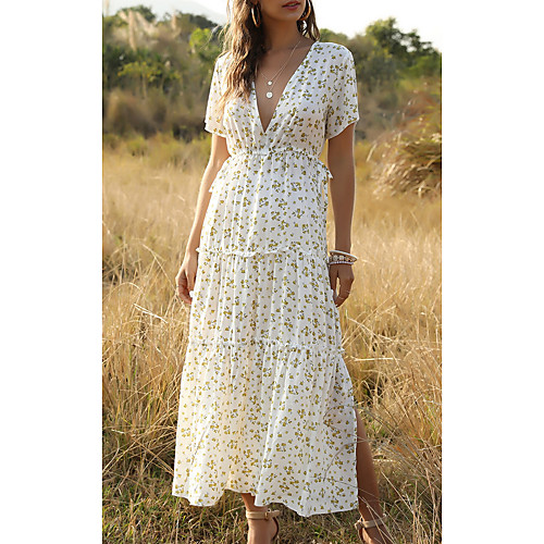 Women's Swing Dress Maxi long Dress Green White Black Beige Short Sleeve Floral Ruffle Print Fall Summer V Neck Elegant Casual 2021 S M L XL
Women's Swing Dress Maxi long Dress Green White Black Beige Short Sleeve Floral Ruffle Print Fall Summer V Neck Elegant Casual 2021 S M L XL