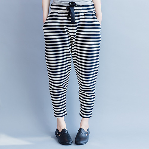 Women's Basic Casual / Sporty Comfort Weekend Home Chinos Pants Stripe Full Length Elastic Drawstring Design Navy blue -white stripes
Women's Basic Casual / Sporty Comfort Weekend Home Chinos Pants Stripe Full Length Elastic Drawstring Design Navy blue -white stripes