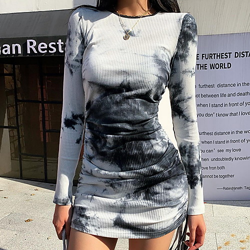 Women's Sheath Dress Short Mini Dress Black Long Sleeve Tie Dye Ruched Print Fall Summer Round Neck Elegant Casual 2021 S M L / Cotton / Cotton
Women's Sheath Dress Short Mini Dress Black Long Sleeve Tie Dye Ruched Print Fall Summer Round Neck Elegant Casual 2021 S M L / Cotton / Cotton