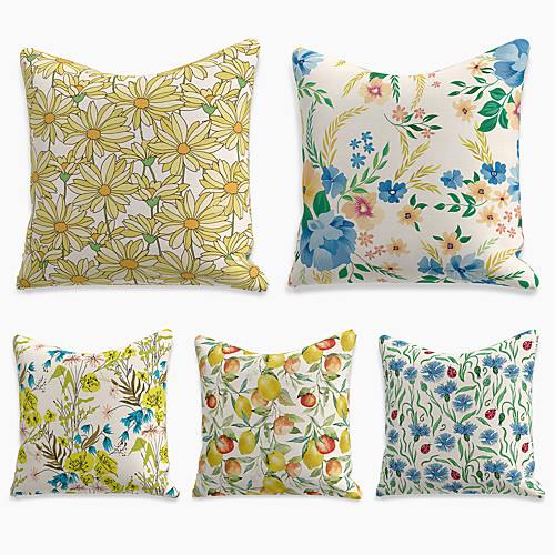 Summer Fruit Flower Cushion Cover 5PC Faux Linen Soft Throw Pillow Cover Cushion Case Pillowcase for Bedroom 45 x 45 cm (18 x 18 Inch) Machine Washable Double Side Faux Linen for Sofa Couch Bed Chair
Summer Fruit Flower Cushion Cover 5PC Faux Linen Soft Throw Pillow Cover Cushion Case Pillowcase for Bedroom 45 x 45 cm (18 x 18 Inch) Machine Washable Double Side Faux Linen for Sofa Couch Bed Chair