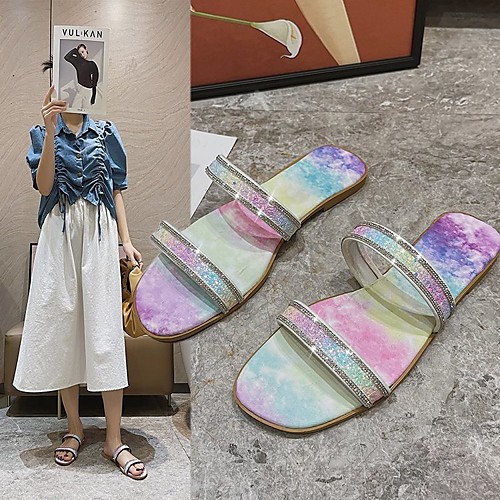 Women's Slippers & Flip-Flops Flat Heel Open Toe Rubber Rhinestone Sparkling Glitter Galaxy White Black
Women's Slippers & Flip-Flops Flat Heel Open Toe Rubber Rhinestone Sparkling Glitter Galaxy White Black