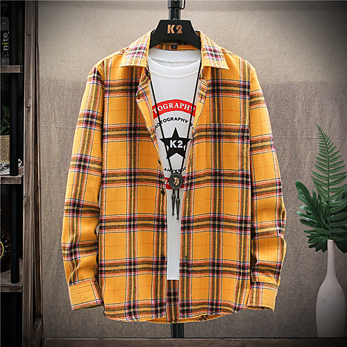 Men's Shirt Lattice Long Sleeve Daily Slim Tops Button Down Collar Yellow Black Navy Blue
Men's Shirt Lattice Long Sleeve Daily Slim Tops Button Down Collar Yellow Black Navy Blue