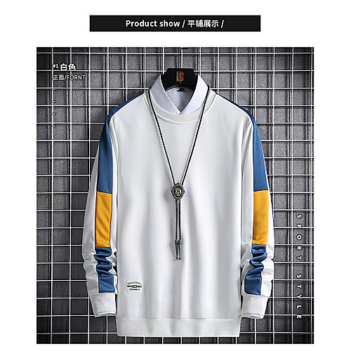 Men's Pullover Sweatshirt Color Block Patchwork Round Neck Daily Going out Casual Hoodies Sweatshirts Long Sleeve Slim Blue Yellow White
Men's Pullover Sweatshirt Color Block Patchwork Round Neck Daily Going out Casual Hoodies Sweatshirts Long Sleeve Slim Blue Yellow White