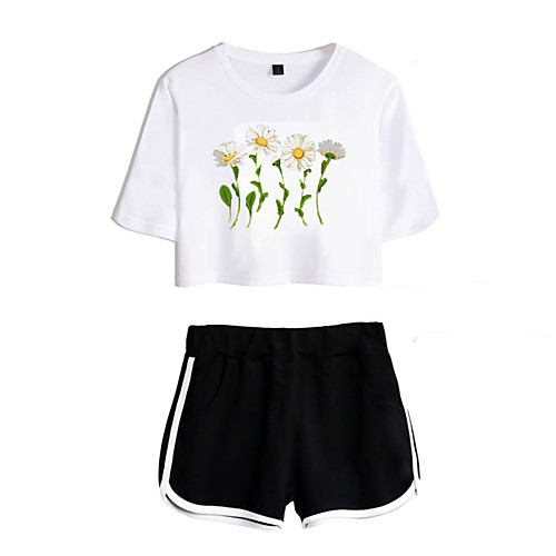 Women's Basic Streetwear Floral Vacation Casual / Daily Two Piece Set Crop Top Tracksuit T shirt Loungewear Shorts Print Tops
Women's Basic Streetwear Floral Vacation Casual / Daily Two Piece Set Crop Top Tracksuit T shirt Loungewear Shorts Print Tops