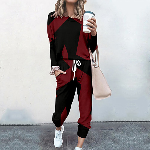 Women's Streetwear Cinched Color Block Going out Casual / Daily Two Piece Set Sweatshirt Tracksuit Pant Loungewear Jogger Pants Drawstring Print Tops
Women's Streetwear Cinched Color Block Going out Casual / Daily Two Piece Set Sweatshirt Tracksuit Pant Loungewear Jogger Pants Drawstring Print Tops