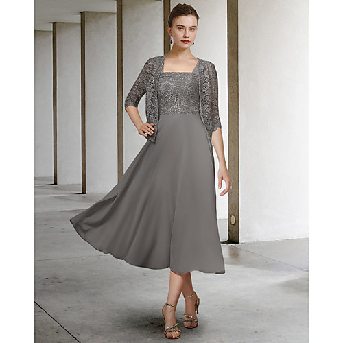Two Piece A-Line Mother of the Bride Dress Elegant Scoop Neck Floor Length Chiffon Lace Half Sleeve with Pleats Appliques 2021
Two Piece A-Line Mother of the Bride Dress Elegant Scoop Neck Floor Length Chiffon Lace Half Sleeve with Pleats Appliques 2021