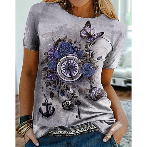 Women's Floral Theme Painting T shirt Floral Graphic Print Round Neck Basic Tops Purple Red
Women's Floral Theme Painting T shirt Floral Graphic Print Round Neck Basic Tops Purple Red