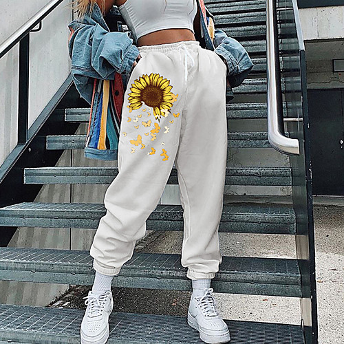 Women's Streetwear Sweatpants Comfort Going out Weekend Jogger Pants Graphic Prints Sunflower Full Length Elastic Drawstring Design Print White
Women's Streetwear Sweatpants Comfort Going out Weekend Jogger Pants Graphic Prints Sunflower Full Length Elastic Drawstring Design Print White