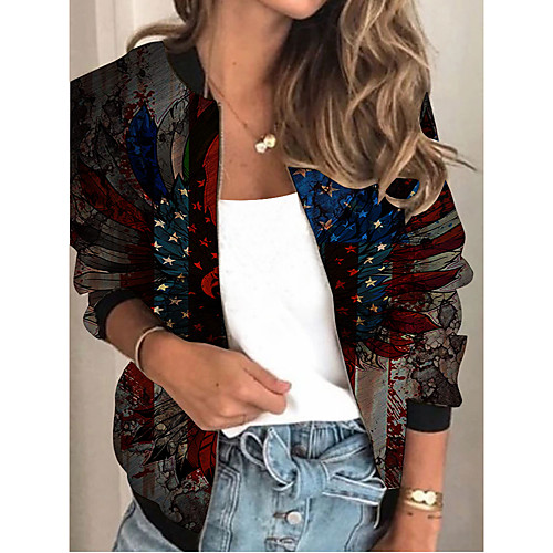 Women's Jacket Daily Spring Summer Regular Coat V Neck Regular Fit Sporty Casual Jacket Long Sleeve Print Print Black / Holiday
Women's Jacket Daily Spring Summer Regular Coat V Neck Regular Fit Sporty Casual Jacket Long Sleeve Print Print Black / Holiday