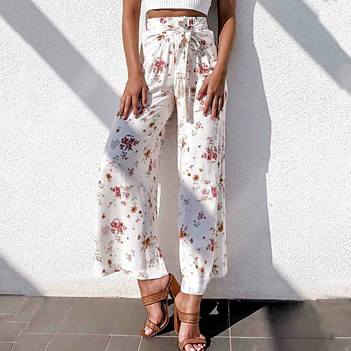 Women's Casual / Sporty Chino Comfort Holiday Weekend Wide Leg Pants Floral Graphic Ankle-Length Elastic Drawstring Design Print White
Women's Casual / Sporty Chino Comfort Holiday Weekend Wide Leg Pants Floral Graphic Ankle-Length Elastic Drawstring Design Print White