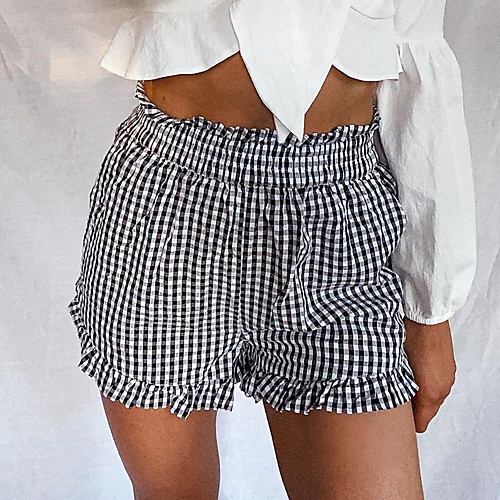 Women's Casual / Sporty Chino Comfort Daily Weekend Shorts Pants Plaid Checkered Short Ruffle Pocket Elastic Waist Print Black Yellow
Women's Casual / Sporty Chino Comfort Daily Weekend Shorts Pants Plaid Checkered Short Ruffle Pocket Elastic Waist Print Black Yellow