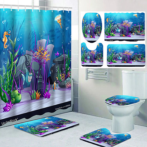 Four-piece Set of Waterproof Shower Curtain and Hook Cushion for Bathroom Casual Decoration
Four-piece Set of Waterproof Shower Curtain and Hook Cushion for Bathroom Casual Decoration