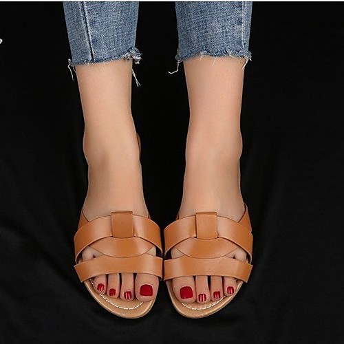 Women's Sandals Outdoor Slippers Flat Heel Round Toe PU Solid Colored Dark Brown White Black
Women's Sandals Outdoor Slippers Flat Heel Round Toe PU Solid Colored Dark Brown White Black