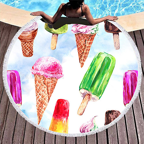 new summer products amazon hot selling round beach towel with watercolor ice cream, customizable quick-drying bath towel with tassels
new summer products amazon hot selling round beach towel with watercolor ice cream, customizable quick-drying bath towel with tassels