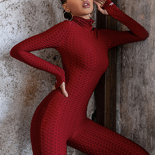 Women's Bodysuit Zentai Jumpsuit Plain Long Sleeve High Neck Basic Streetwear Tops Red
Women's Bodysuit Zentai Jumpsuit Plain Long Sleeve High Neck Basic Streetwear Tops Red