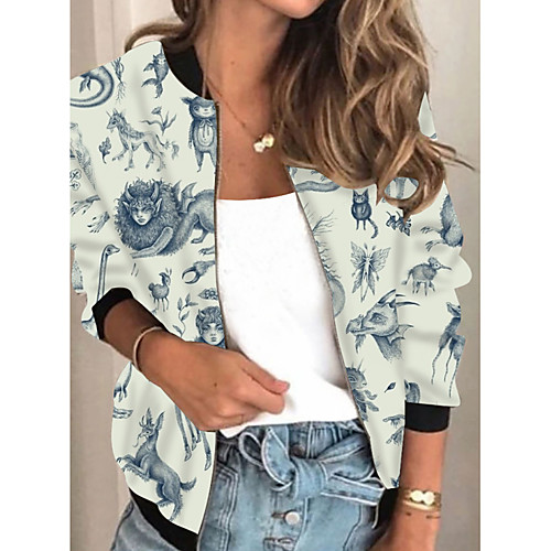 Women's Jacket Daily Fall Spring Regular Coat Regular Fit Casual Jacket Long Sleeve Animal Patterned Print Light Blue
Women's Jacket Daily Fall Spring Regular Coat Regular Fit Casual Jacket Long Sleeve Animal Patterned Print Light Blue