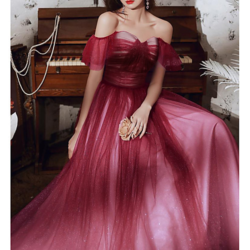 A-Line Glittering Elegant Engagement Formal Evening Valentine's Day Dress Off Shoulder Sleeveless Floor Length Tulle with Pleats 2021
A-Line Glittering Elegant Engagement Formal Evening Valentine's Day Dress Off Shoulder Sleeveless Floor Length Tulle with Pleats 2021