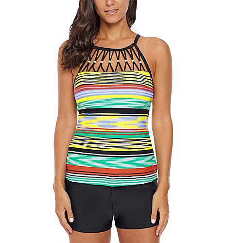 Women's Tankini Swimsuit Cut Out Print Stripe Green Swimwear Padded Strap Bathing Suits Fashion Sexy
Women's Tankini Swimsuit Cut Out Print Stripe Green Swimwear Padded Strap Bathing Suits Fashion Sexy