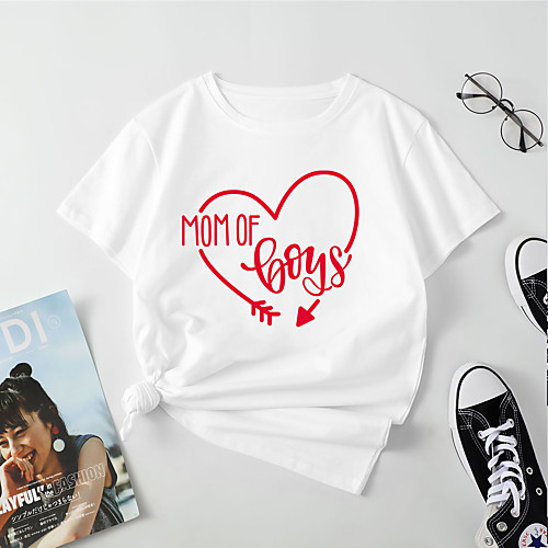 Women's T shirt Heart Letter Print Round Neck Tops Cotton Basic Basic Top White Black Blue
Women's T shirt Heart Letter Print Round Neck Tops Cotton Basic Basic Top White Black Blue
