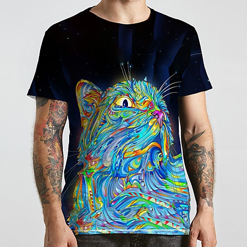 Men's Unisex Tee T shirt 3D Print Cat Graphic Prints Animal Plus Size Print Short Sleeve Casual Tops Basic Designer Big and Tall Rainbow
Men's Unisex Tee T shirt 3D Print Cat Graphic Prints Animal Plus Size Print Short Sleeve Casual Tops Basic Designer Big and Tall Rainbow