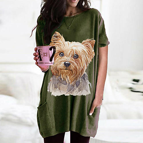 Women's T shirt Dress Dog Graphic Animal Round Neck Tops Basic Basic Top Black Wine Army Green
Women's T shirt Dress Dog Graphic Animal Round Neck Tops Basic Basic Top Black Wine Army Green