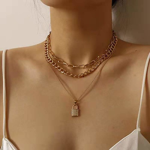 lock necklace simple chain multi-layer geometric item ornaments female fashion retro micro diamond lock-shaped necklace
lock necklace simple chain multi-layer geometric item ornaments female fashion retro micro diamond lock-shaped necklace