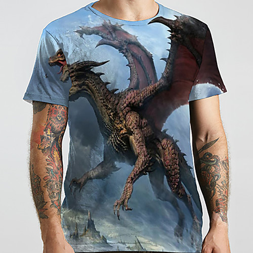 Men's Unisex Tee T shirt Shirt 3D Print Dragon Graphic Prints Animal Plus Size Print Short Sleeve Casual Tops Basic Designer Big and Tall Round Neck Blue / Summer 
Men's Unisex Tee T shirt Shirt 3D Print Dragon Graphic Prints Animal Plus Size Print Short Sleeve Casual Tops Basic Designer Big and Tall Round Neck Blue / Summer