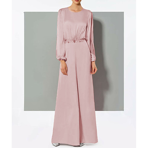 Pantsuit / Jumpsuit Mother of the Bride Dress Jumpsuits Jewel Neck Floor Length Chiffon Long Sleeve with Crystals 2021
Pantsuit / Jumpsuit Mother of the Bride Dress Jumpsuits Jewel Neck Floor Length Chiffon Long Sleeve with Crystals 2021