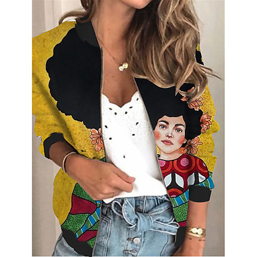 Women's Jacket Daily Fall Spring Regular Coat V Neck Regular Fit Sporty Casual Jacket Long Sleeve Floral Print Yellow / Holiday
Women's Jacket Daily Fall Spring Regular Coat V Neck Regular Fit Sporty Casual Jacket Long Sleeve Floral Print Yellow / Holiday