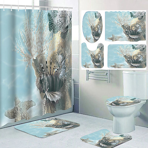 Four-piece Design for Bathroom Shower Curtain and Leisure Toilet with Starfish and Sea Creature Pattern Printing
Four-piece Design for Bathroom Shower Curtain and Leisure Toilet with Starfish and Sea Creature Pattern Printing
