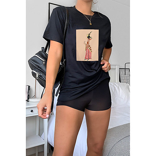 Women's T shirt Graphic Portrait Print Round Neck Tops 100% Cotton Basic Basic Top Black
Women's T shirt Graphic Portrait Print Round Neck Tops 100% Cotton Basic Basic Top Black
