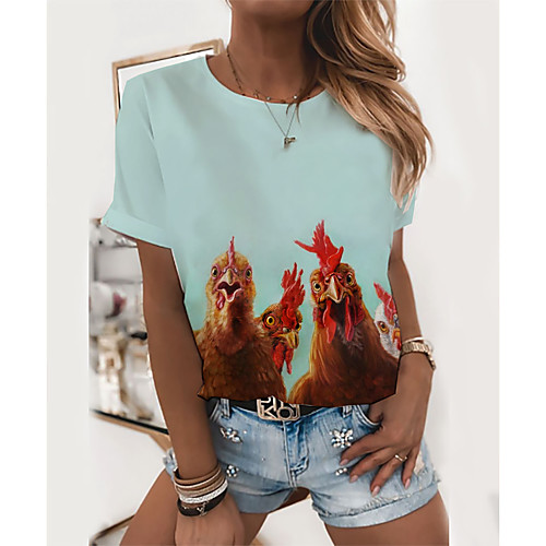 Women's T shirt Graphic Animal Print Round Neck Tops Basic Basic Top Blue Light Green Gray
Women's T shirt Graphic Animal Print Round Neck Tops Basic Basic Top Blue Light Green Gray