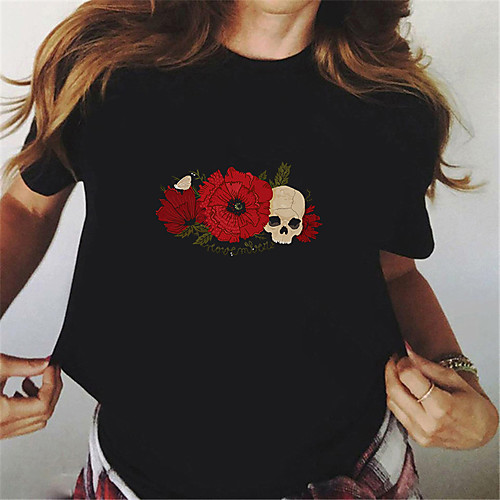 Women's T shirt Floral Butterfly Skull Print Round Neck Tops 100% Cotton Basic Basic Top Black Blue Red
Women's T shirt Floral Butterfly Skull Print Round Neck Tops 100% Cotton Basic Basic Top Black Blue Red