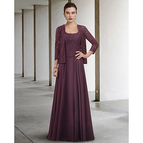 Two Piece A-Line Mother of the Bride Dress Elegant Jewel Neck Floor Length Chiffon Lace Half Sleeve with Pleats 2021
Two Piece A-Line Mother of the Bride Dress Elegant Jewel Neck Floor Length Chiffon Lace Half Sleeve with Pleats 2021