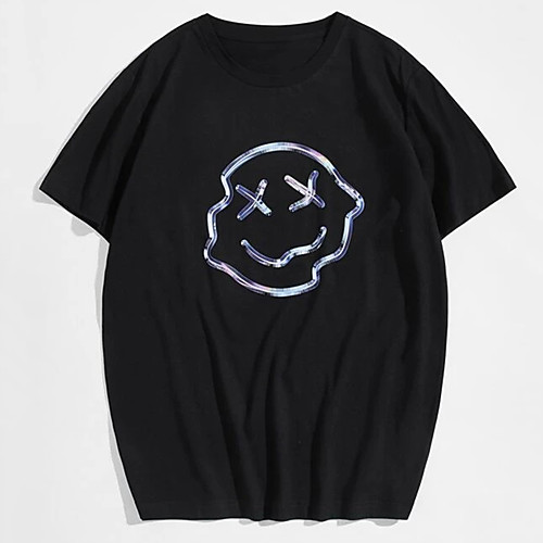 Men's Tee T shirt Hot Stamping Graphic Prints Smiley Face Print Short Sleeve Casual Tops 100% Cotton Basic Designer Big and Tall Black
Men's Tee T shirt Hot Stamping Graphic Prints Smiley Face Print Short Sleeve Casual Tops 100% Cotton Basic Designer Big and Tall Black