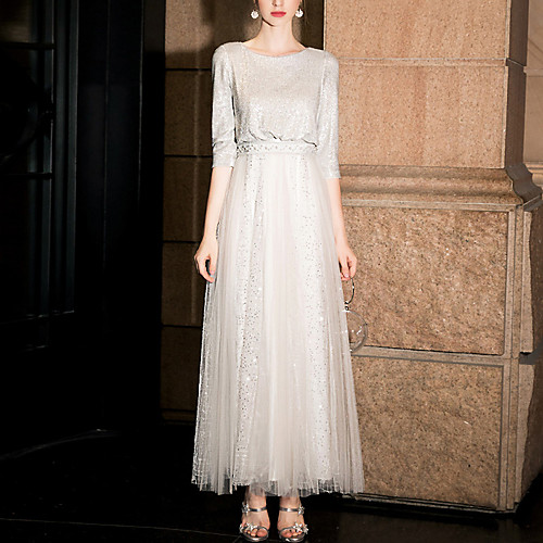 A-Line Glittering Vintage Engagement Formal Evening Dress Jewel Neck 3/4 Length Sleeve Ankle Length Tulle with Beading Sequin 2021
A-Line Glittering Vintage Engagement Formal Evening Dress Jewel Neck 3/4 Length Sleeve Ankle Length Tulle with Beading Sequin 2021