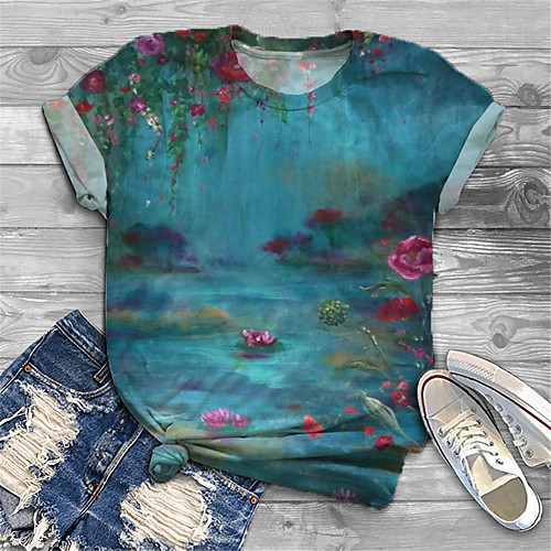 Women's Plus Size Tops T shirt Graphic Scenery Print Short Sleeve Crewneck Basic Spring Summer Blue Big Size XL XXL 3XL 4XL 5XL
Women's Plus Size Tops T shirt Graphic Scenery Print Short Sleeve Crewneck Basic Spring Summer Blue Big Size XL XXL 3XL 4XL 5XL