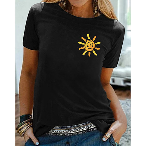 Women's T shirt Cartoon Graphic Print Round Neck Tops 100% Cotton Basic Basic Top Black
Women's T shirt Cartoon Graphic Print Round Neck Tops 100% Cotton Basic Basic Top Black