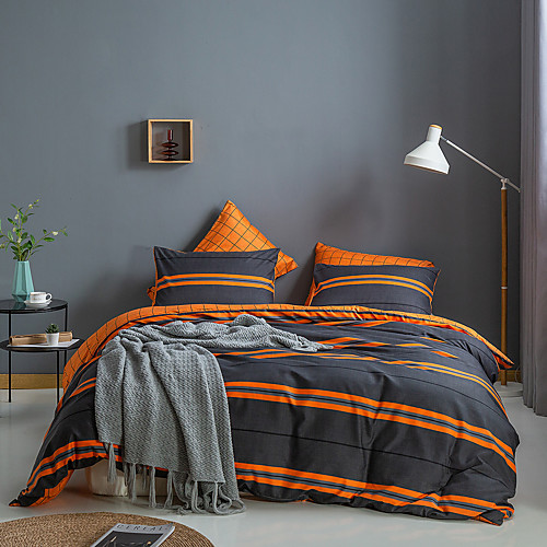 Duvet cover set with zipper with orange and dark grey stripes pattern, soft, natural, breathable, durable, hypoallergenic
Duvet cover set with zipper with orange and dark grey stripes pattern, soft, natural, breathable, durable, hypoallergenic