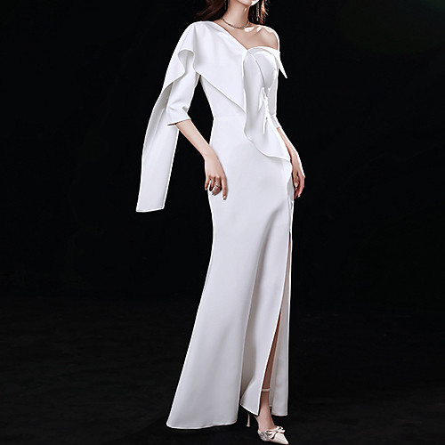 Mermaid / Trumpet Minimalist Elegant Wedding Guest Formal Evening Dress One Shoulder Half Sleeve Floor Length Stretch Fabric with Ruffles Split 2021
Mermaid / Trumpet Minimalist Elegant Wedding Guest Formal Evening Dress One Shoulder Half Sleeve Floor Length Stretch Fabric with Ruffles Split 2021