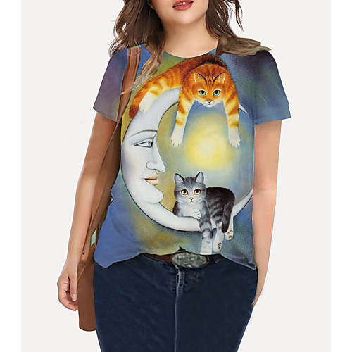 Women's Plus Size Tops T shirt Cat Graphic Animal Print Short Sleeve Crewneck Basic Blue Big Size XL XXL 3XL 4XL 5XL / Holiday / Going out
Women's Plus Size Tops T shirt Cat Graphic Animal Print Short Sleeve Crewneck Basic Blue Big Size XL XXL 3XL 4XL 5XL / Holiday / Going out
