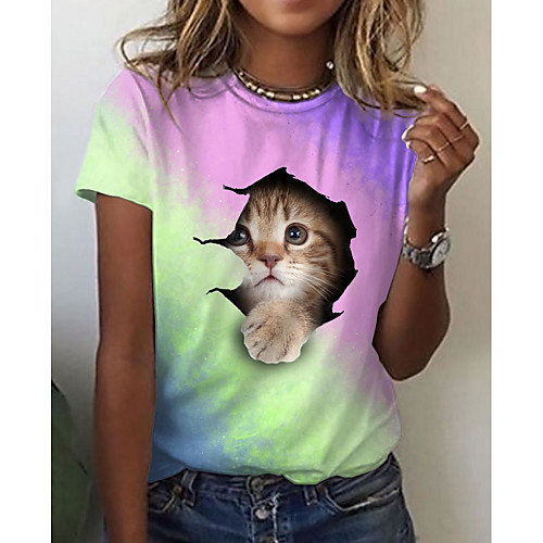 Women's 3D Cat T shirt Cat Graphic 3D Print Round Neck Basic Tops Blue Purple Blushing Pink
Women's 3D Cat T shirt Cat Graphic 3D Print Round Neck Basic Tops Blue Purple Blushing Pink