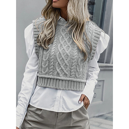 Women's Knitted Solid Color Vest Short Sleeves Sweater Cardigans Crew Neck Fall Spring Purple Yellow Blushing Pink
Women's Knitted Solid Color Vest Short Sleeves Sweater Cardigans Crew Neck Fall Spring Purple Yellow Blushing Pink