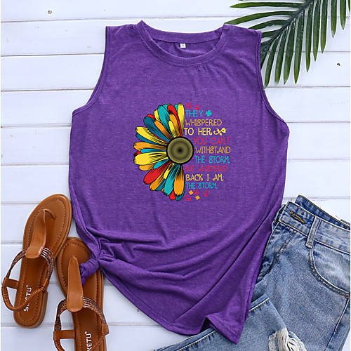 Women's Holiday Tank Top Vest T shirt Floral Graphic Letter Print Round Neck Basic Tops Blue Purple Light gray / Going out
Women's Holiday Tank Top Vest T shirt Floral Graphic Letter Print Round Neck Basic Tops Blue Purple Light gray / Going out